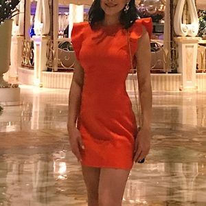 ASOS ruffled red/orange mini dress